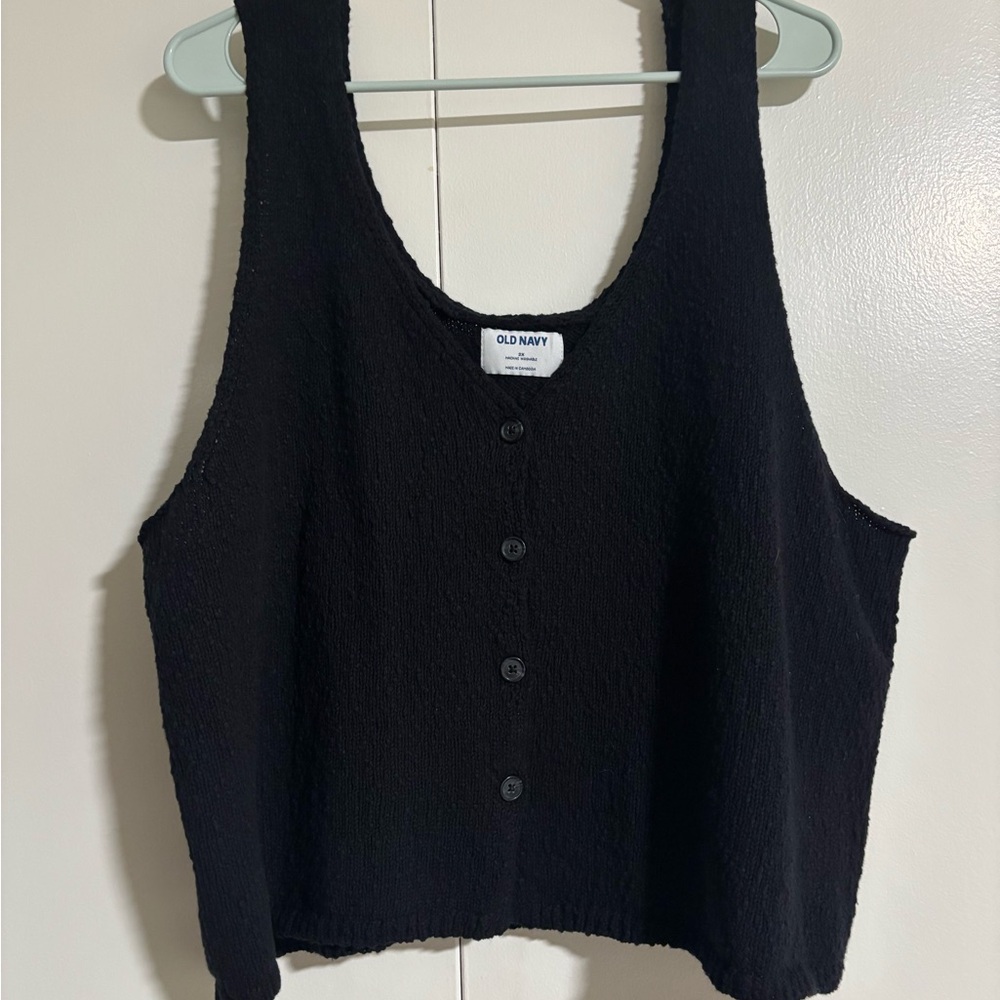 Old Navy Black Textured Sleeveless Top